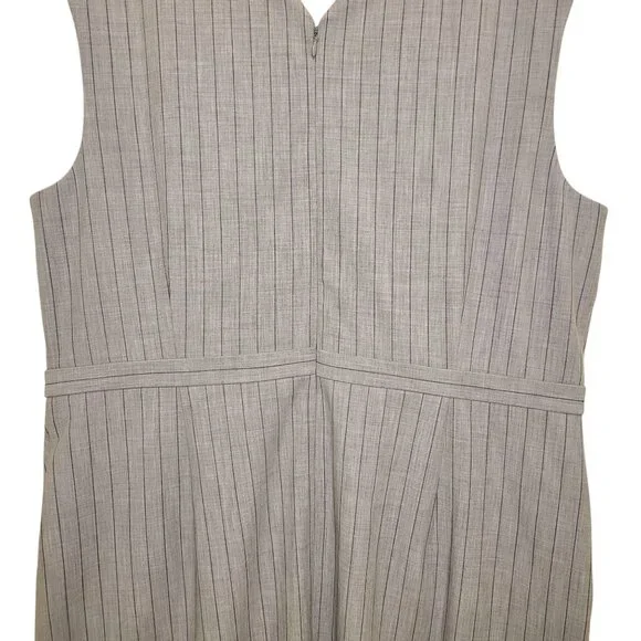 NWT Ann Taylor Bi-Stretch V-Neck Gray Pinstripe Summer Fall Career Dress Sz 18 - Picture 7 of 13